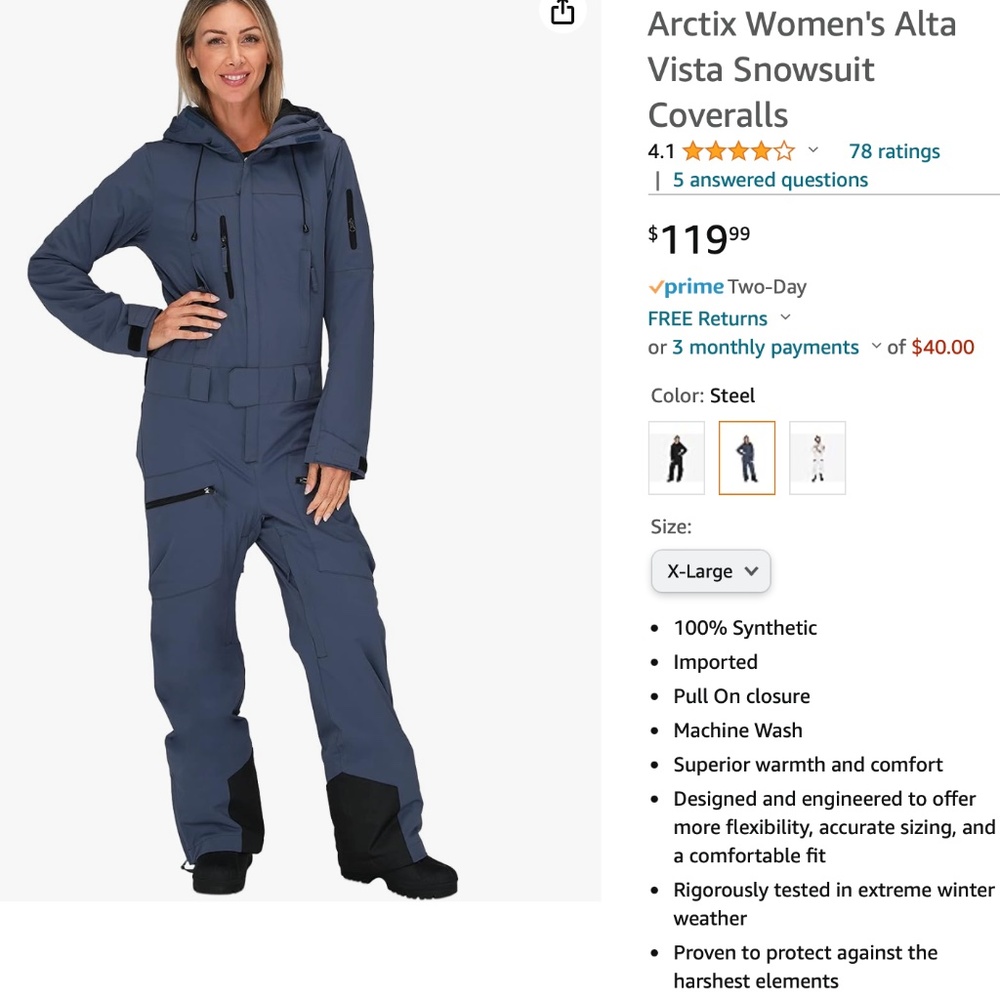 NEW Arctix Women's Alta Vista Snowsuit Coveralls XL